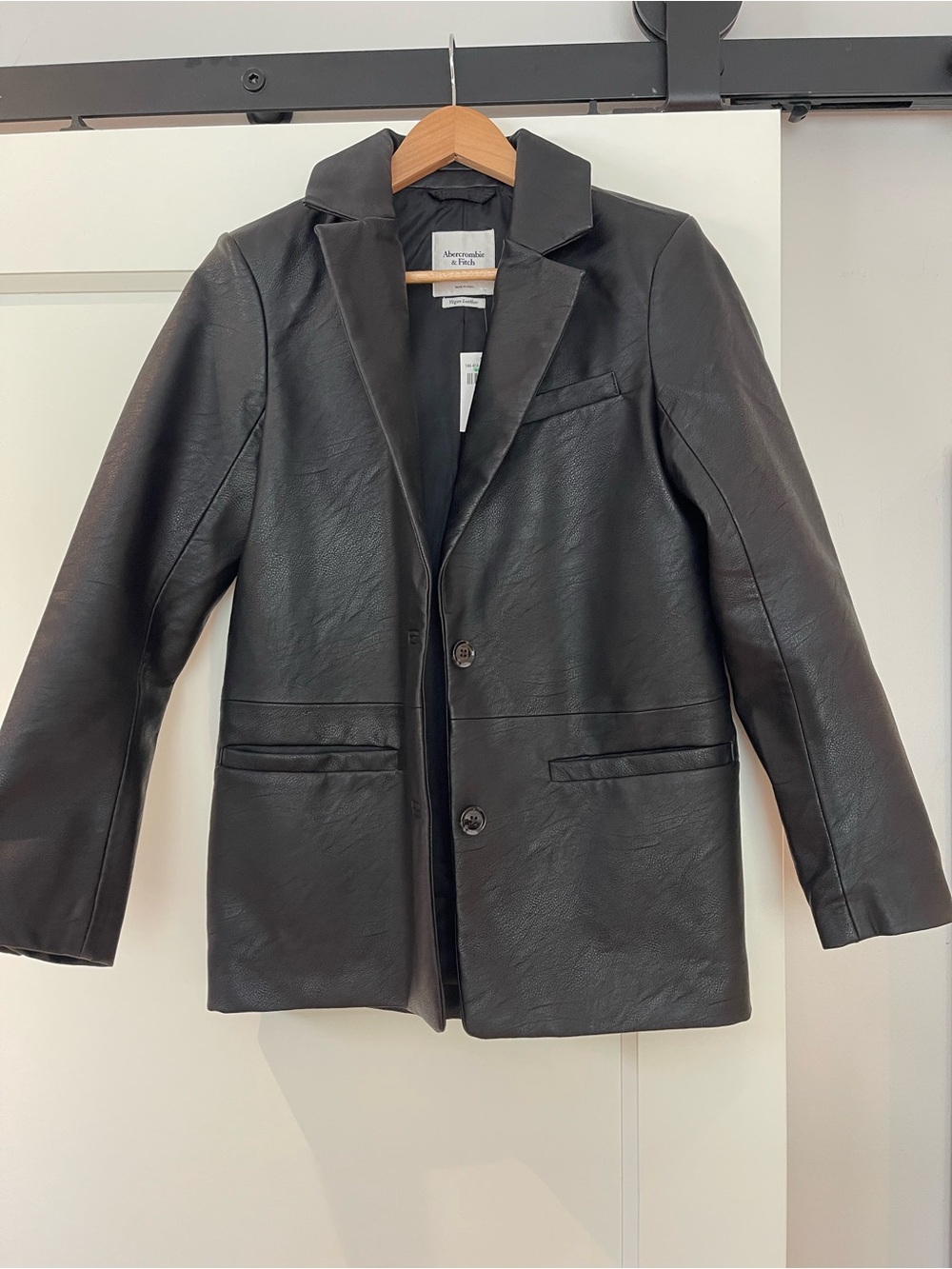 NWT Abercrombie & Fitch Black Faux Leather Womens Jacket XS
